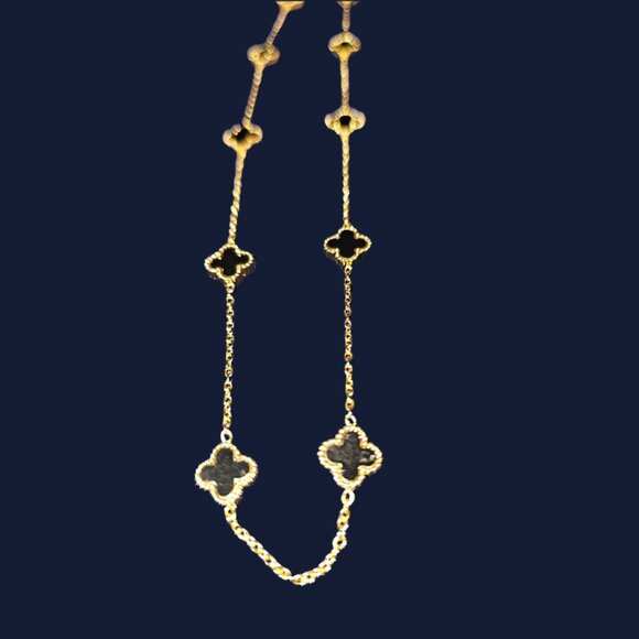 Hope, Faith, Love and Luck clover fashion necklace 16 inches black clovers - Picture 1 of 15